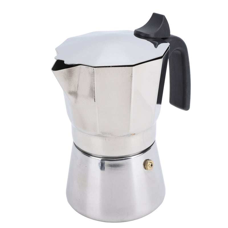 Stovetop Coffee Maker Stainless Steel Octagonal Even Heat Distribution Stovetop Coffee Maker Pot Silver 300ML 6.3 X 6.5 X 3.9in - Image 3