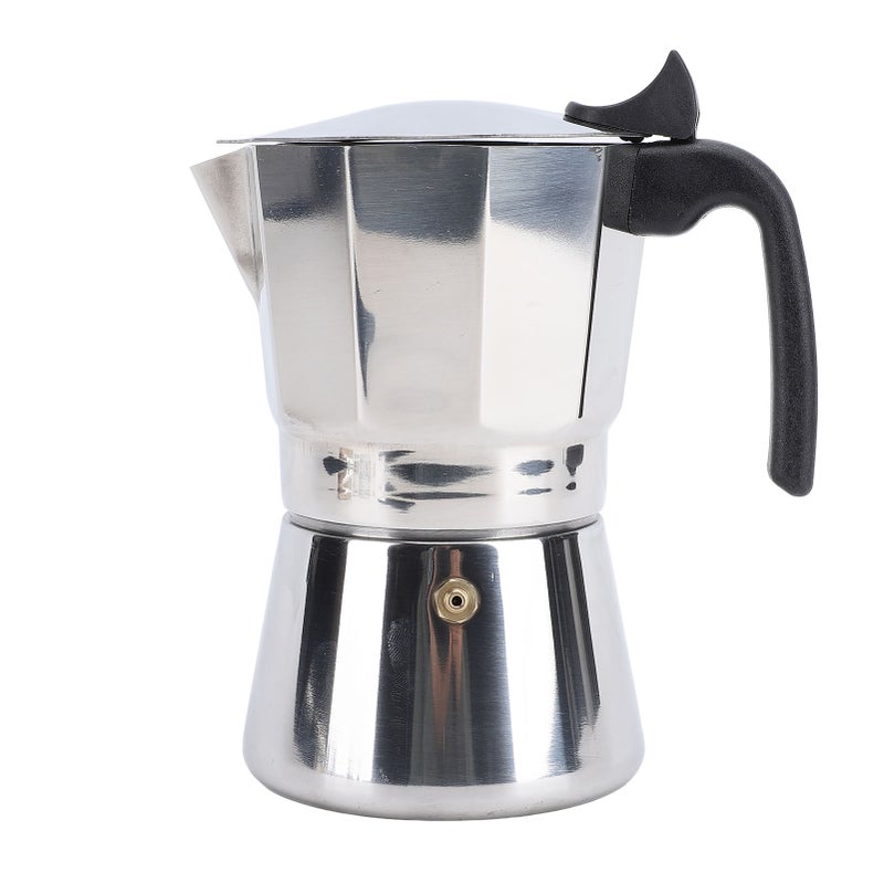Stovetop Coffee Maker Stainless Steel Octagonal Even Heat Distribution Stovetop Coffee Maker Pot Silver 300ML 6.3 X 6.5 X 3.9in - Image 1