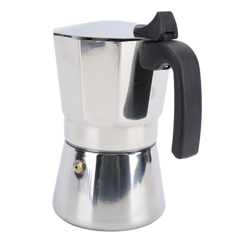 Stovetop Coffee Maker Stainless Steel Octagonal Even Heat Distribution Stovetop Coffee Maker Pot Silver 300ML 6.3 X 6.5 X 3.9in - Image 4
