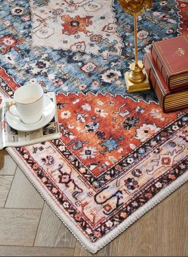 SERISSA Boho Rugs for Entryway, 2x3 Tribal Entryway Rug Non-Slip Washable Small Area Rug, Ultra Soft Oriental Vintage Low-Pile Indoor Door Mat Floor Carpet for Entrance Bedroom Kitchen Bathroom - Image 5