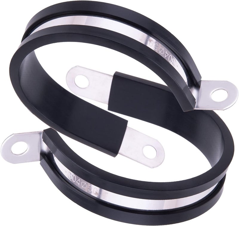 HOLYBEAR 2 Inch Stainless Steel Cable Clamp, Rubber Insulated Metal Conduit Wire Holder Strap Clips for Pipe, Tube, Hose Bracket (50mm, 12pcs) - Image 5