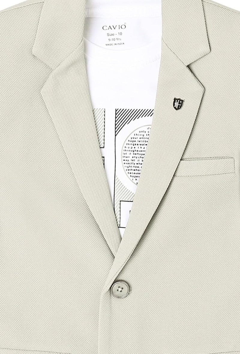 CAVIO Boys Regular Fit Solid Blazer and T-Shirt - Image 4