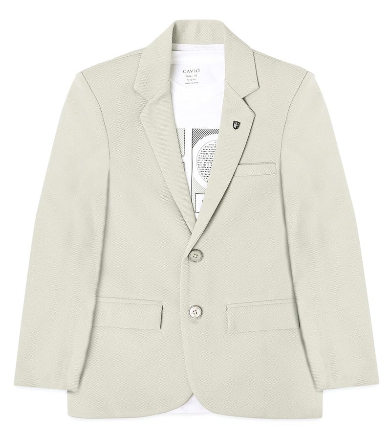 CAVIO Boys Regular Fit Solid Blazer and T-Shirt - Image 1