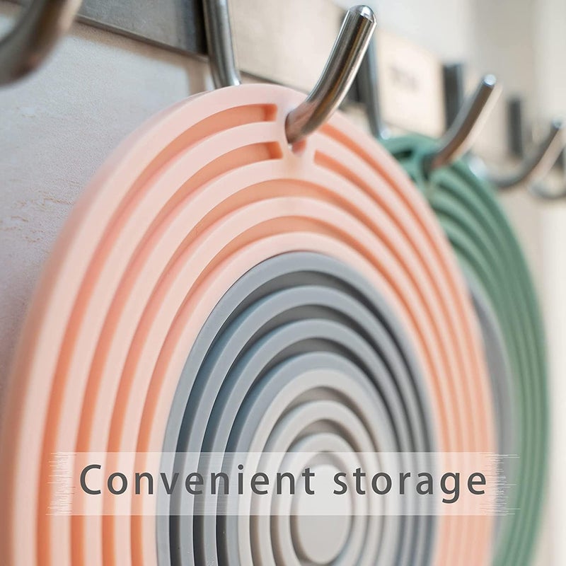 RoarCraft Silicone Trivet Mats and Hot Pads Insulated Flexible Durable Non Slip Thick Round Premium Trivets for Hot pots and Pans 3 in 1 Silicone Mat/Coasters/Hot Pads for Kitchen (Multi - 2pcs) - Image 5