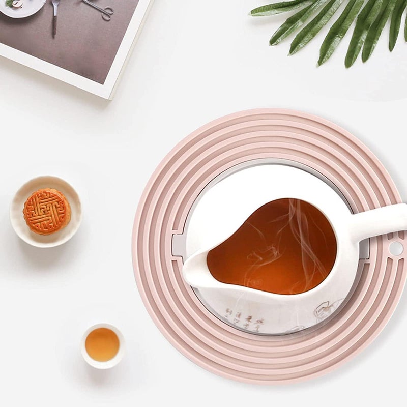 RoarCraft Silicone Trivet Mats and Hot Pads Insulated Flexible Durable Non Slip Thick Round Premium Trivets for Hot pots and Pans 3 in 1 Silicone Mat/Coasters/Hot Pads for Kitchen (Multi - 2pcs) - Image 3