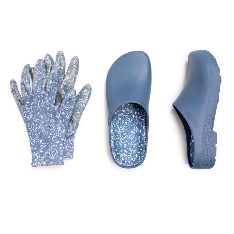 MUK LUKS Womens Garden Clog and Glove Set Denim Floral M - Image 2