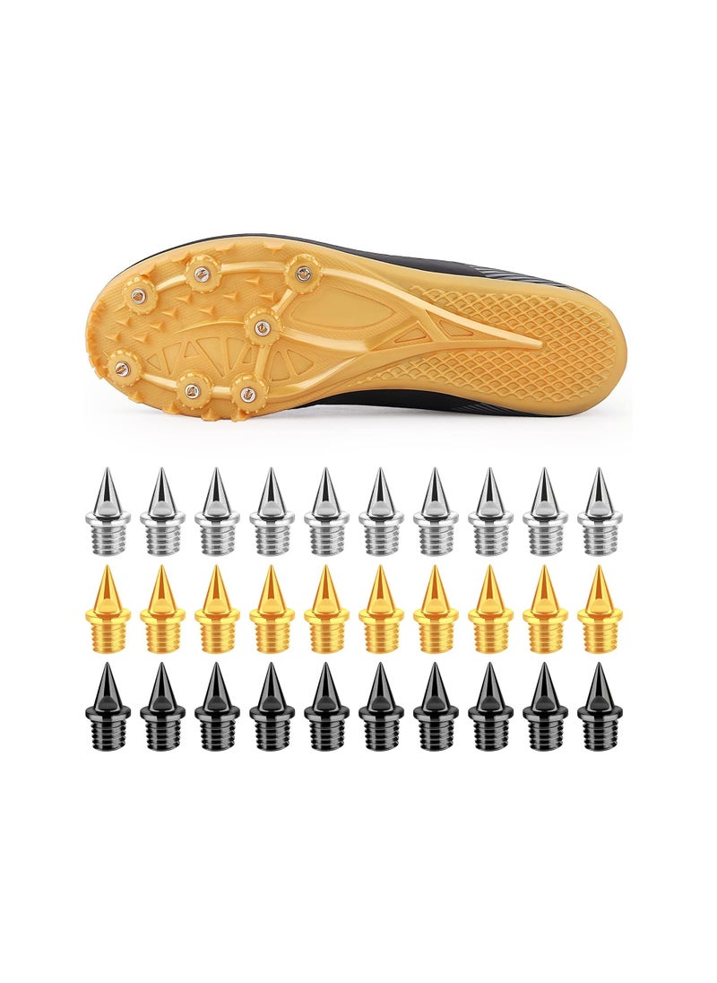 SYOSI - 1/4 Inch Track Spikes Pyramid, for Youth Track Athletes Running Cross Country Replacement, 48 Pieces Steel Spikes with Storage Box and Small Wrench, for Most Training Shoes, Gold, Silver and Black - Image 1
