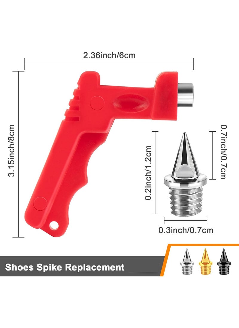 SYOSI - 1/4 Inch Track Spikes Pyramid, for Youth Track Athletes Running Cross Country Replacement, 48 Pieces Steel Spikes with Storage Box and Small Wrench, for Most Training Shoes, Gold, Silver and Black - Image 1