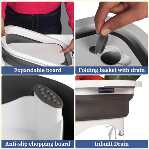 Homestrap Chop n Store, 3 in-1 Chopper and Storage Container | Multipurpose Washing and Drainage | Collapsable Chopping Board | Foldable Cutting Board for Kitchen - Image 5