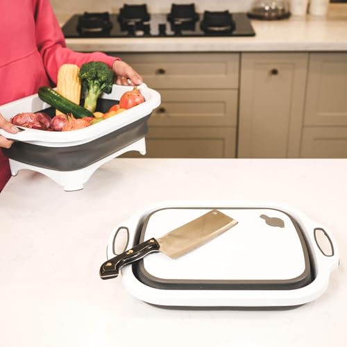 Homestrap Chop n Store, 3 in-1 Chopper and Storage Container | Multipurpose Washing and Drainage | Collapsable Chopping Board | Foldable Cutting Board for Kitchen - Image 1