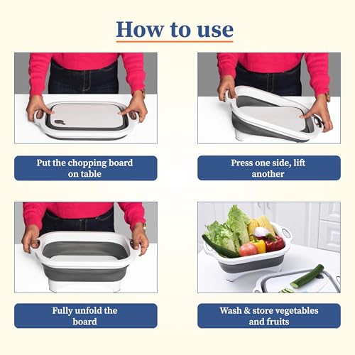 Homestrap Chop n Store, 3 in-1 Chopper and Storage Container | Multipurpose Washing and Drainage | Collapsable Chopping Board | Foldable Cutting Board for Kitchen - Image 4