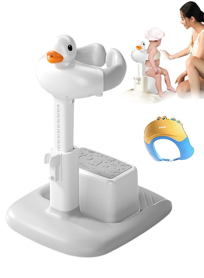 Sharpdo Baby Shower Stand, Infant Bath Support, Foldable Baby Bathing Stand with Anti-Slip Base, Shower Cap and Bathing Seats - Image 1