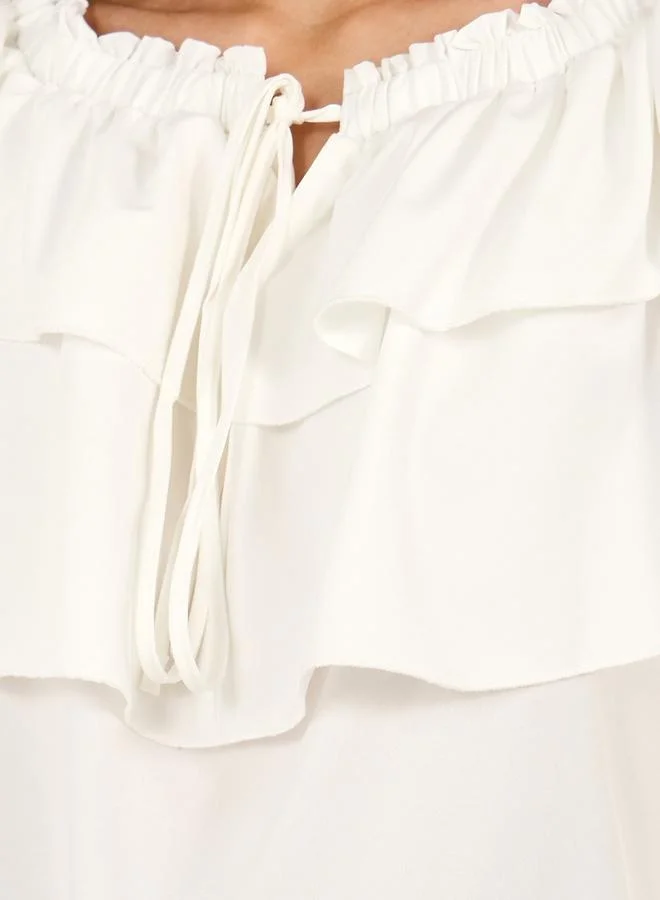 Styli Styli Off Shoulder Ruffle Detail Tiered Top