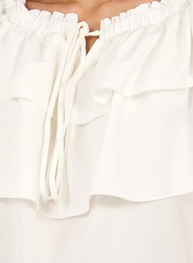 تايك تو بلوزة ستايلي مكشوفة الأكتاف بتفاصيل كشكش وطبقات - Image 3