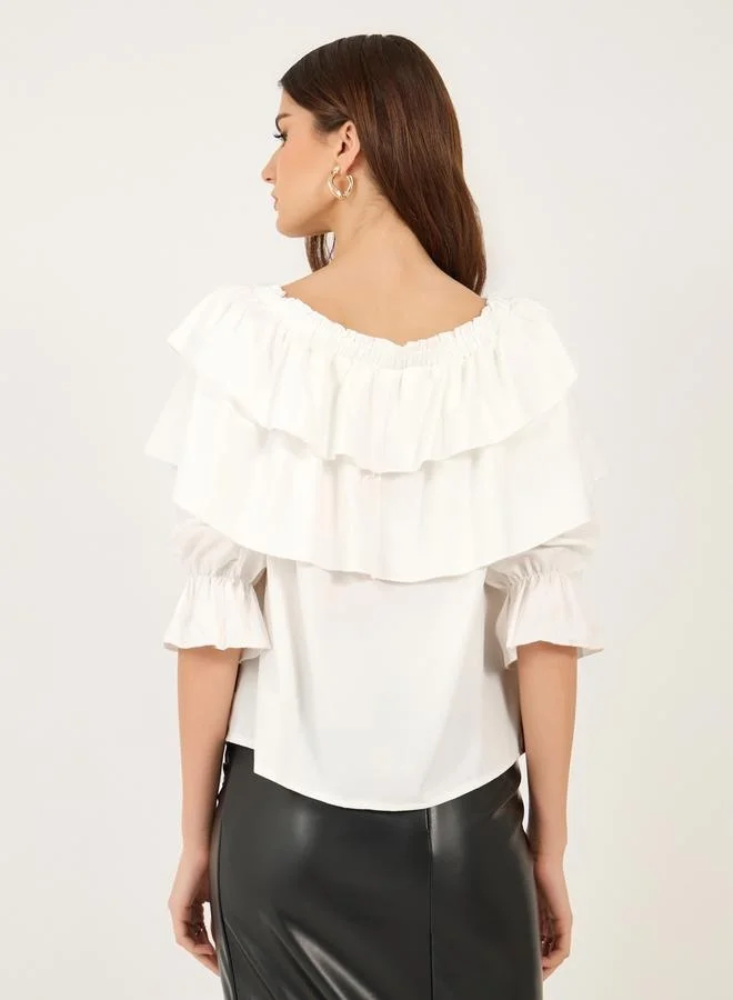Styli Styli Off Shoulder Ruffle Detail Tiered Top