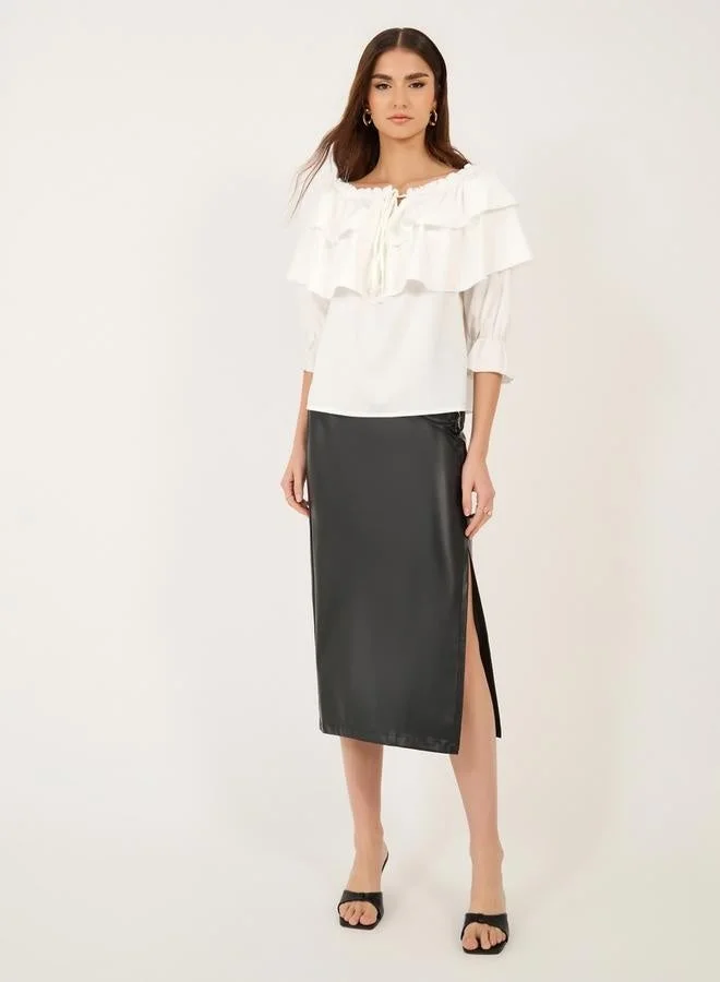 Take Two Off Shoulder Ruffle Detail Tiered Top
