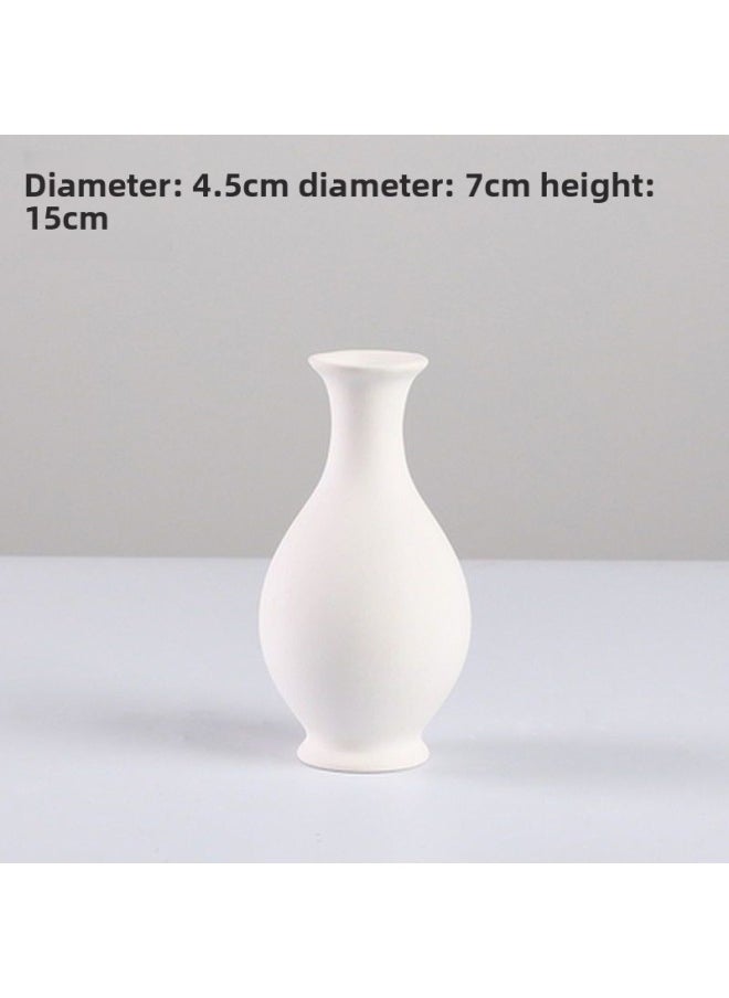 Generic - Ceramic Vase Ceramic Art Fleshy Flower Pot Painted Hand-painted White Embryo Mold Parent-child Children's Graffiti Vase-Color:28-4 Vase + 1 Set Of Paint Painting Tools - Image 1