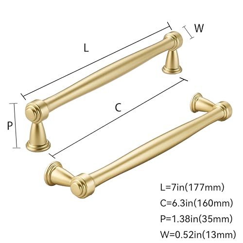 khtumeware 10 Pack 614 Inch160mm Brushed Gold Cabinet Pulls Matte Gold Kitchen Cabinet Handles Kitchen Cabinet Hardware for Cupboard Drawer Handles Dresser Pulls - Image 3