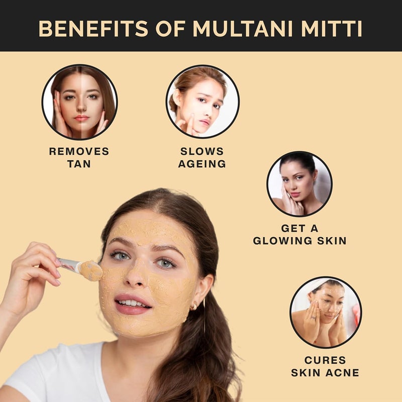 Organic Multani Mitti for Face Hair Natural Fullers Earth for Clear Skin Strong Hair - Image 4