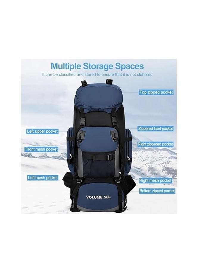 TRASSLE 90L Camping Hiking Backpack, Lightweight Outdoor Sport Travel Backpack Foldable Water Resistant Large Capacity Daypack for Hiking Camping Cycling Climbing Travelling - Image 2