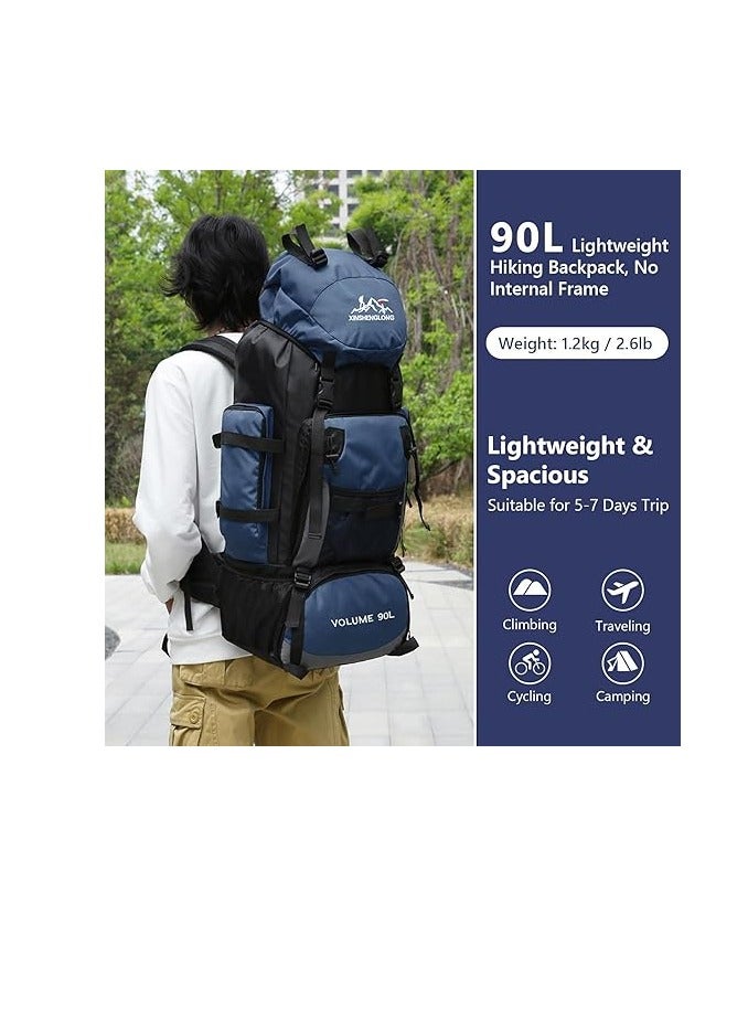 TRASSLE 90L Camping Hiking Backpack, Lightweight Outdoor Sport Travel Backpack Foldable Water Resistant Large Capacity Daypack for Hiking Camping Cycling Climbing Travelling - Image 5
