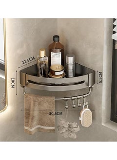 Arabest 2 Pack Bathroom Shower Shelves with 8 Hooks &Towel Bar, Corner Shower Caddy Shelf Organizer Rack, Rustproof Bathroom Shower Storage Baskets, Wall Organization Storage Shelves Basket for Bathroom  - Image 4
