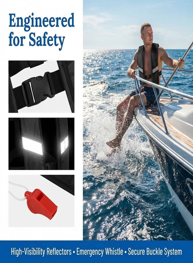 GDLHY Snorkel Vest, Portable Inflatable Swim Vest Jackets for Snorkeling Swimming Diving Safety,Manual Inflatable Men's Women's Adjustable Vest for Swimming Fishing Outdoor Water Sports (330LB)(Black) - Image 2