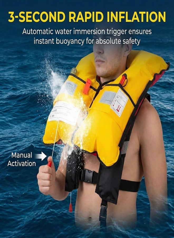 GDLHY Snorkel Vest, Portable Inflatable Swim Vest Jackets for Snorkeling Swimming Diving Safety,Manual Inflatable Men's Women's Adjustable Vest for Swimming Fishing Outdoor Water Sports (330LB)(Black) - Image 5