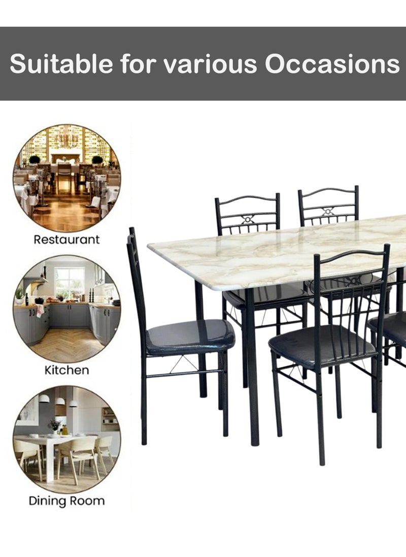 Set of 7 Pieces, Wooden Dining Table With 6 Chairs Set 150*90 CM