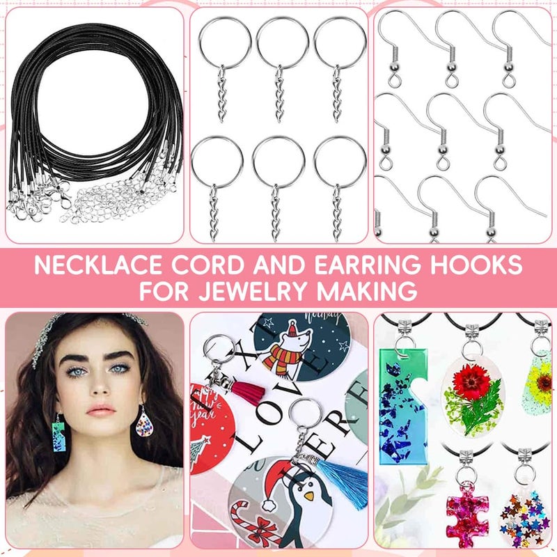 HASTHIP ® Epoxy Resin Kit for Beginners, 225Pcs Resin Kits for Jewelry Making Silicone Molds Starter with Keychain Earring Making Kit for DIY Jewelry Earring Keychain Necklace Rings Making, Clear - Image 2