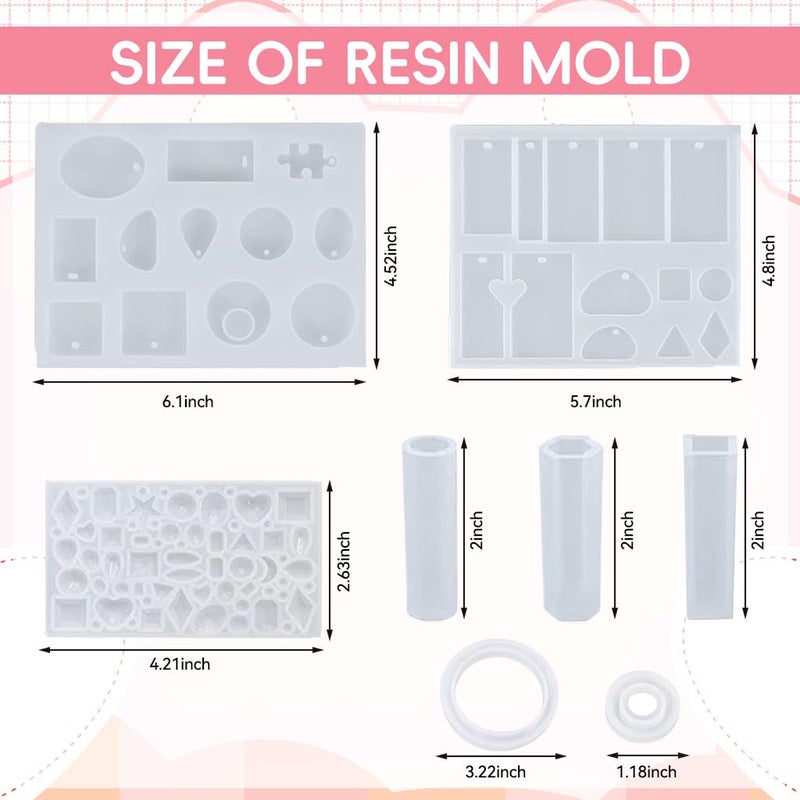 HASTHIP ® Epoxy Resin Kit for Beginners, 225Pcs Resin Kits for Jewelry Making Silicone Molds Starter with Keychain Earring Making Kit for DIY Jewelry Earring Keychain Necklace Rings Making, Clear - Image 3