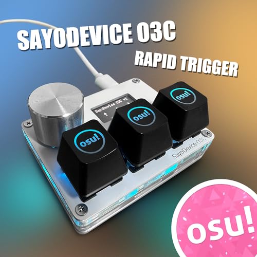 BTXETUEL SayoDevice O3C OSU Keyboard Rapid Trigger Hall Switches Magnetic Linear Switches Keyboard with Knob and Screen,Copy Paste,Shotcut,Macro Hotswap Mini Keypad (with OSU keycaps-White) - Image 3