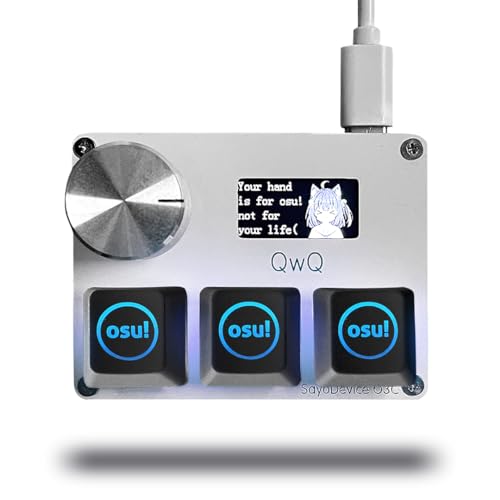 BTXETUEL SayoDevice O3C OSU Keyboard Rapid Trigger Hall Switches Magnetic Linear Switches Keyboard with Knob and Screen,Copy Paste,Shotcut,Macro Hotswap Mini Keypad (with OSU keycaps-White) - Image 1
