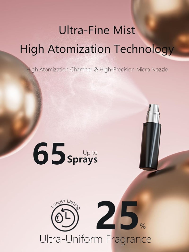Perfume Pod ATOM Refillable Perfume Atomizer, Bottom Filling Fragrances Perfume Bottle, Mini Cologne Dispenser, Travel sized, Portable Sprayer for Women Men, Gift, BLACK, 0.2 Ounces, ATOM01 - Image 3