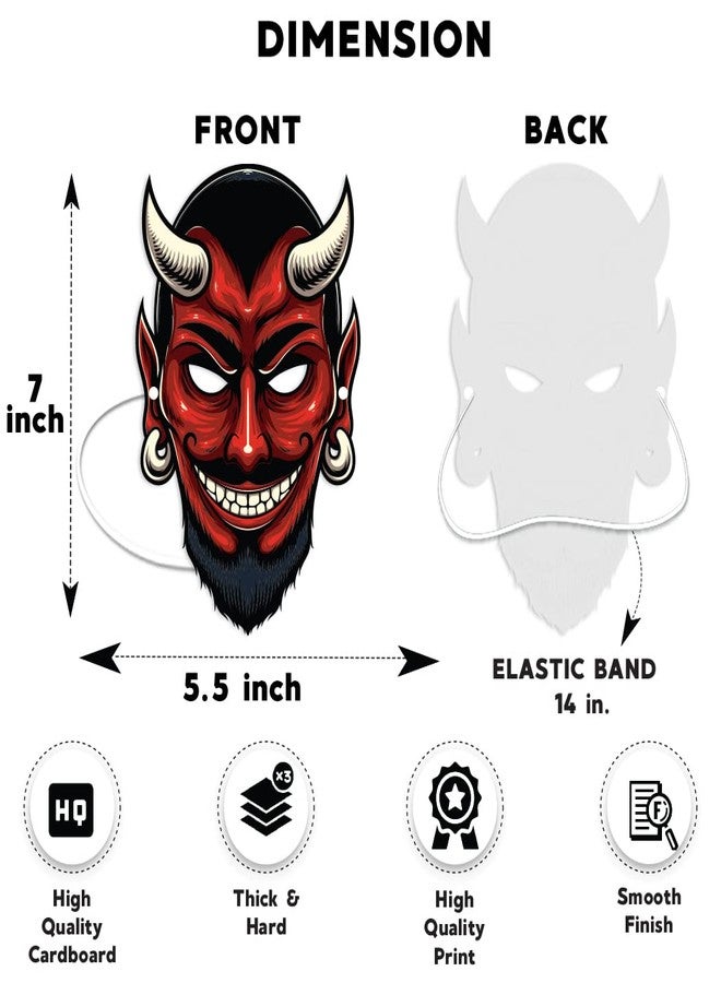 Festiko® Halloween Theme Face Masks (48 Pcs), Halloween Theme Party Supplies, Return Gifts for Kids, Halloween Theme Party Items,Red Devil Face Masks for Kids - Image 3