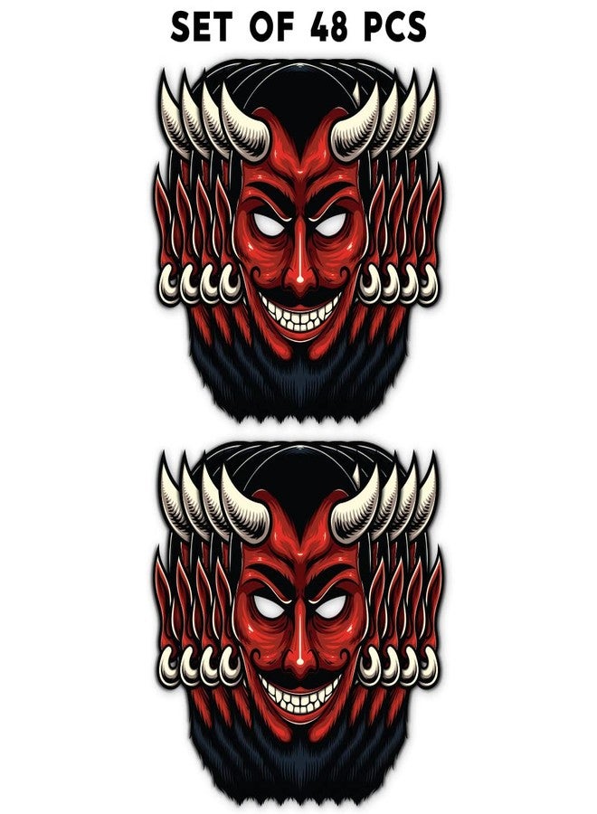 Festiko® Halloween Theme Face Masks (48 Pcs), Halloween Theme Party Supplies, Return Gifts for Kids, Halloween Theme Party Items,Red Devil Face Masks for Kids - Image 2