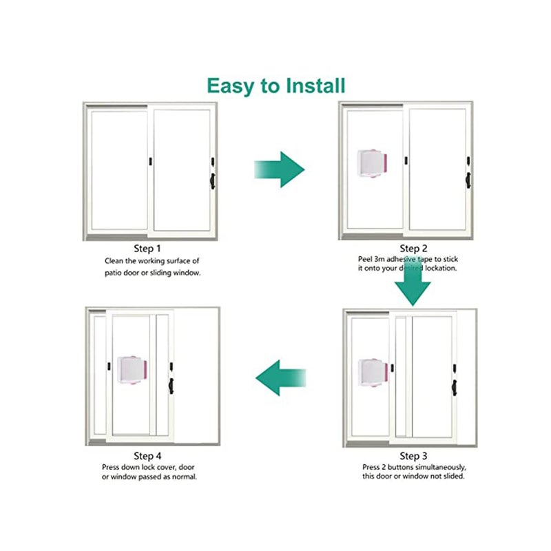 SOLARAE Sliding Glass Door Child Lock, 2 Pack Child Safety Lock Lock Childproofing Door Knob Lock Easy to Install and Use 3M VHB Adhesive no Tools Need or Drill Easy to Remove for Sliding Window Pink - Image 3