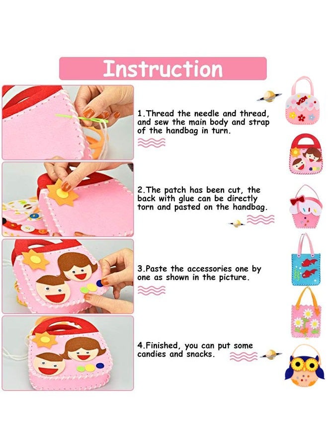 Ailily 6 Pack Children Sewing Kit, Childrens Sewing Kits for Beginners, Kids Beginners Felt Craft Kit, Fabric DIY Crafts Handbag (6 Patterns)  - Image 4