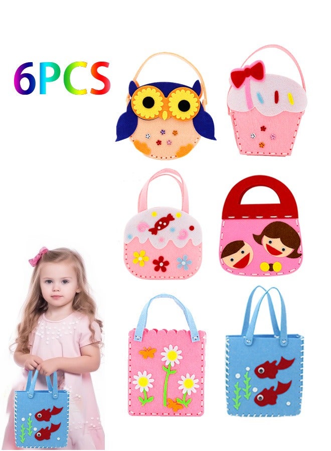 Ailily 6 Pack Children Sewing Kit, Childrens Sewing Kits for Beginners, Kids Beginners Felt Craft Kit, Fabric DIY Crafts Handbag (6 Patterns)  - Image 1