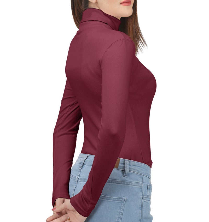 NY Threads 3 Pack Womens Turtleneck Long Sleeve Tops Slim Fit Thermal Underwear Shirts Turtle Neck for Women, Large, Black/Red/Grey - Image 2