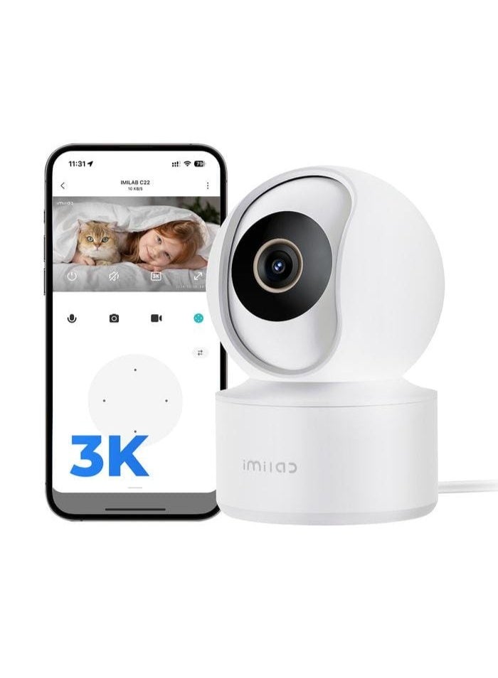 إيميلاب كاميرا المراقبة المنزلية IMILAB C22، حماية بانورامية 360 درجة مع تتبع ذكي استمتع بتغطية كاملة للغرفة مع دوران سلس للحركة الأفقية والرأسية، مما يمنحك تحكمًا كاملاً ويقضي على النقاط العمياء لتوفير أمان داخلي شامل. - Image 3