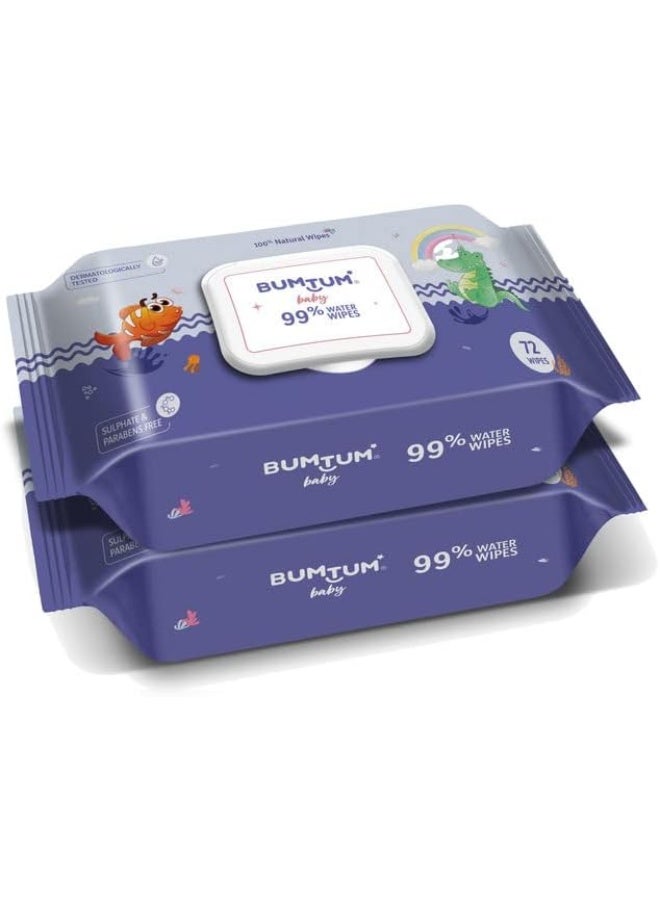 Bumtum Baby Gentle 99% Pure Water Soft Moisturizing Wet Wipes with Lid - Image 1