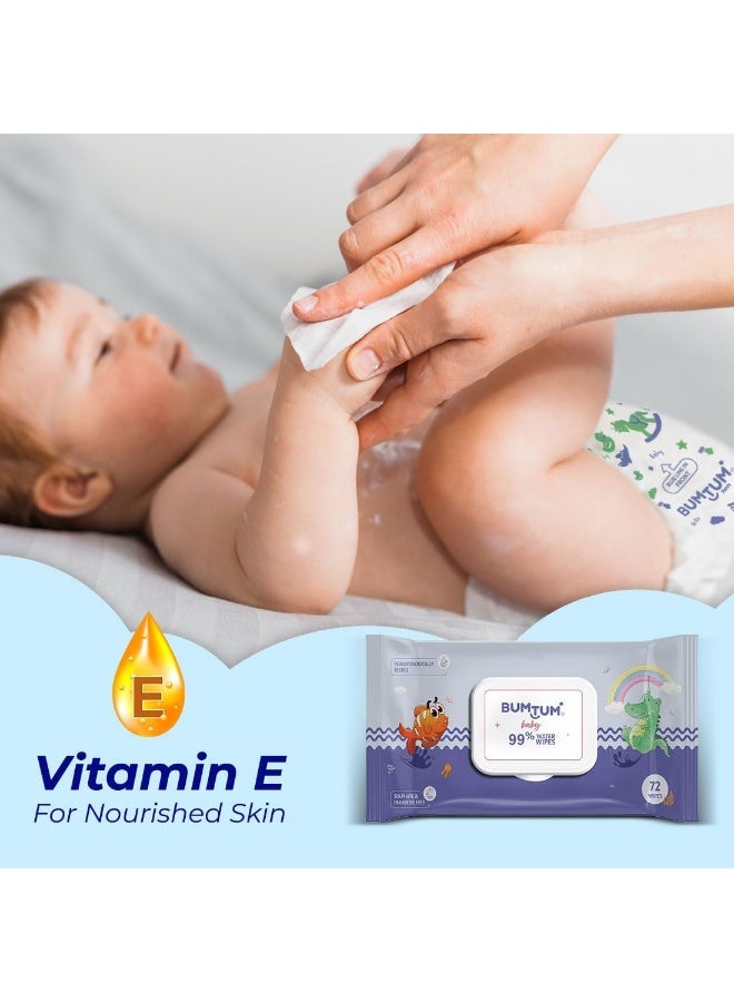 Bumtum Baby Gentle 99% Pure Water Soft Moisturizing Wet Wipes with Lid - Image 5