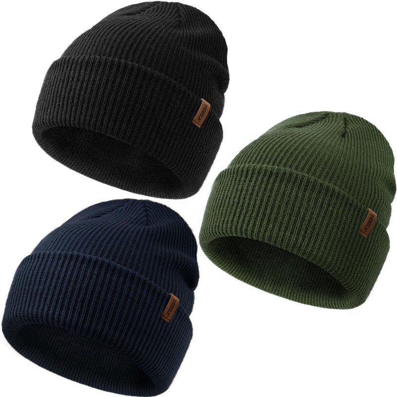 Bebila Baby Beanie Toddler Infant Winter Hats Knit Warm Caps for Boys Girls (US, Age, 0 Months, 6 Months, Green+ Blue+Black) - Image 1