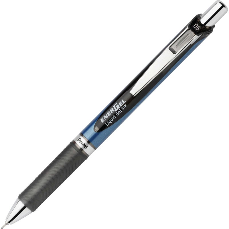 Pentel أقلام جيل سائلة قابلة للسحب من بنتل® إنرجل™ ديلوكس RTX، نقطة رفيعة، 0.5 مم، 54% معاد تدويره، أسطوانة زرقاء، حبر أسود، عبوة من 12 قلم - Image 3