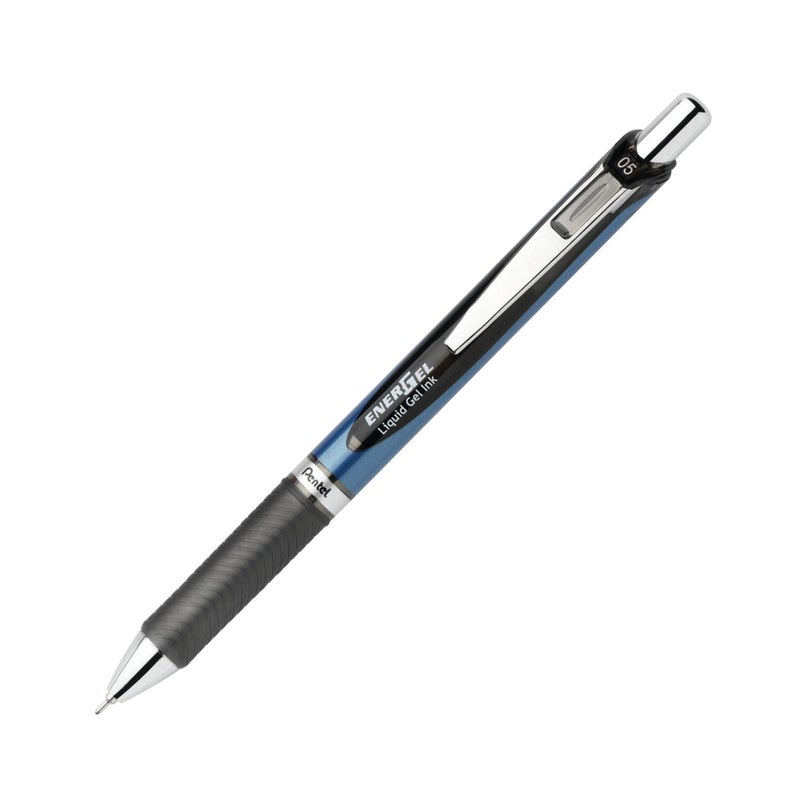 Pentel أقلام جيل سائلة قابلة للسحب من بنتل® إنرجل™ ديلوكس RTX، نقطة رفيعة، 0.5 مم، 54% معاد تدويره، أسطوانة زرقاء، حبر أسود، عبوة من 12 قلم - Image 2