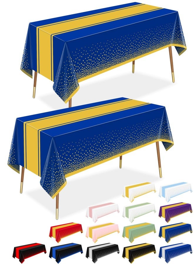 LANLISA Blue and Gold Tablecloth Graduation Decorations 2025 2 Pack, Disposable Plastic Table Cloths for Birthday Masquerade Retirement Party Decor - Image 1