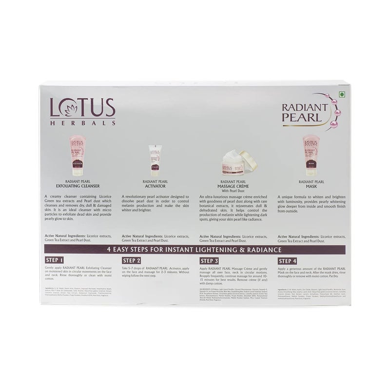 LOTUS HERBALS Lotus Herbals Radiant Pearl Cellular 5 in 1 Facial Kit For Deep Cleaning With Pearl Extracts Green Tea 170g  - Image 2