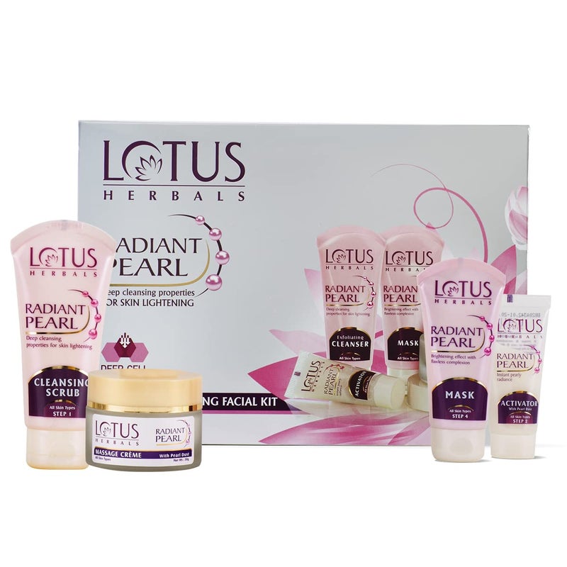 LOTUS HERBALS Lotus Herbals Radiant Pearl Cellular 5 in 1 Facial Kit For Deep Cleaning With Pearl Extracts Green Tea 170g  - Image 1