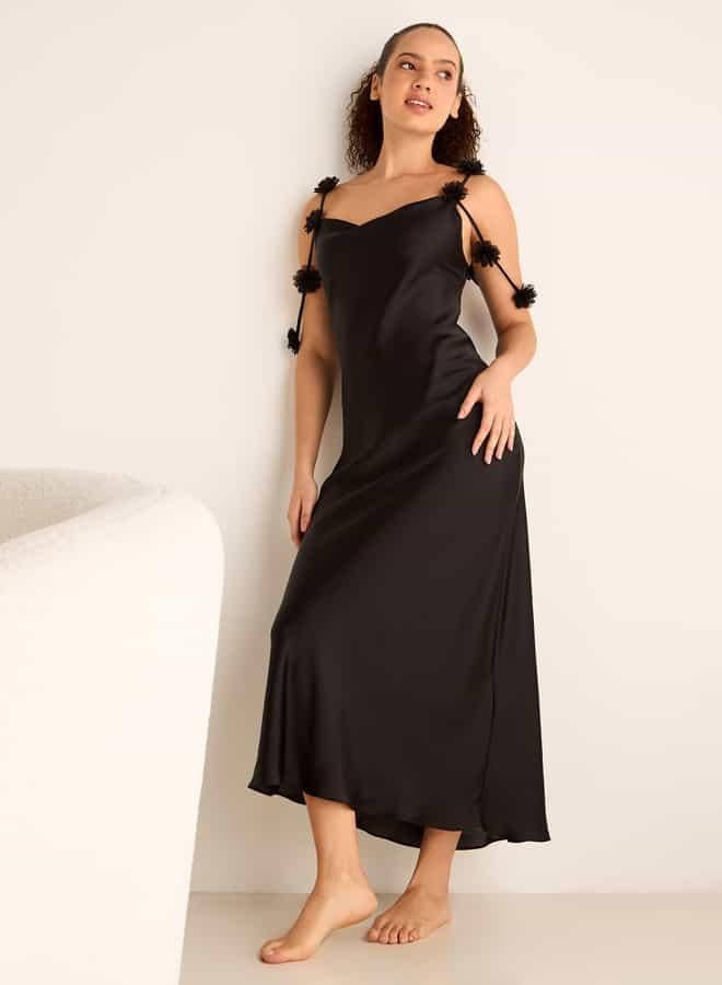 سبلاش فيڤ فستان سليب بحمالات مزينة بالزهور - Image 2